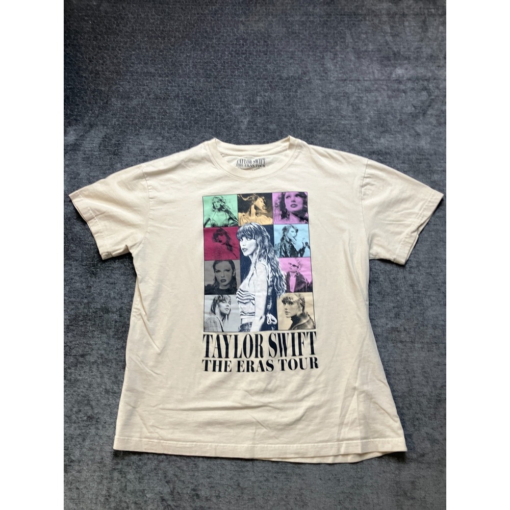 Taylor Swift The Eras Tour Concert Band Music T Shirt Mens XL Beige Short Sleeve